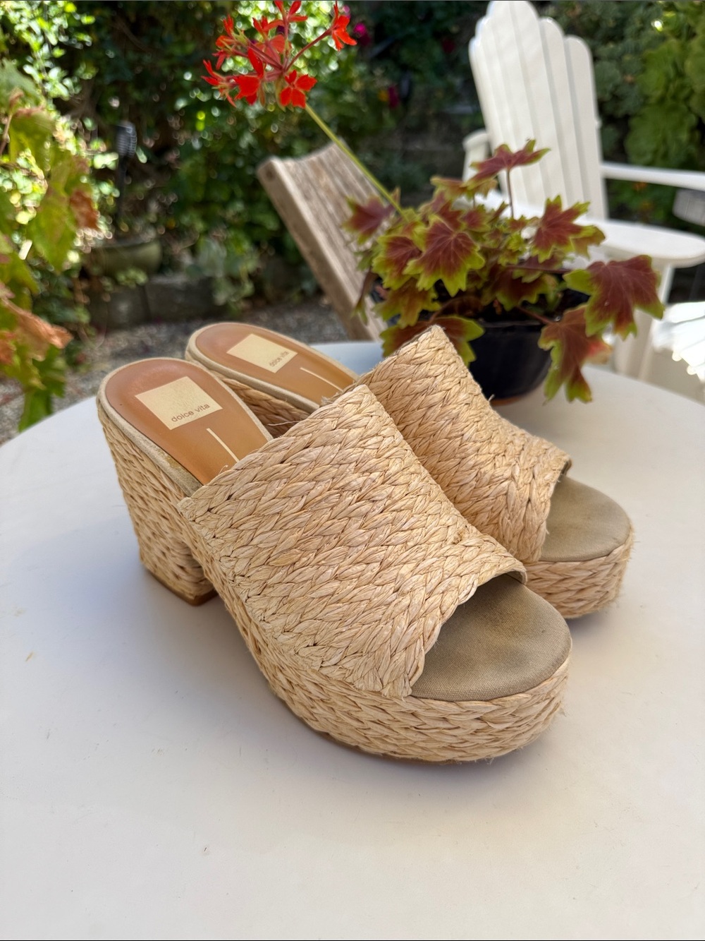 Dolce Vita Natural Straw Woven Platform Mules